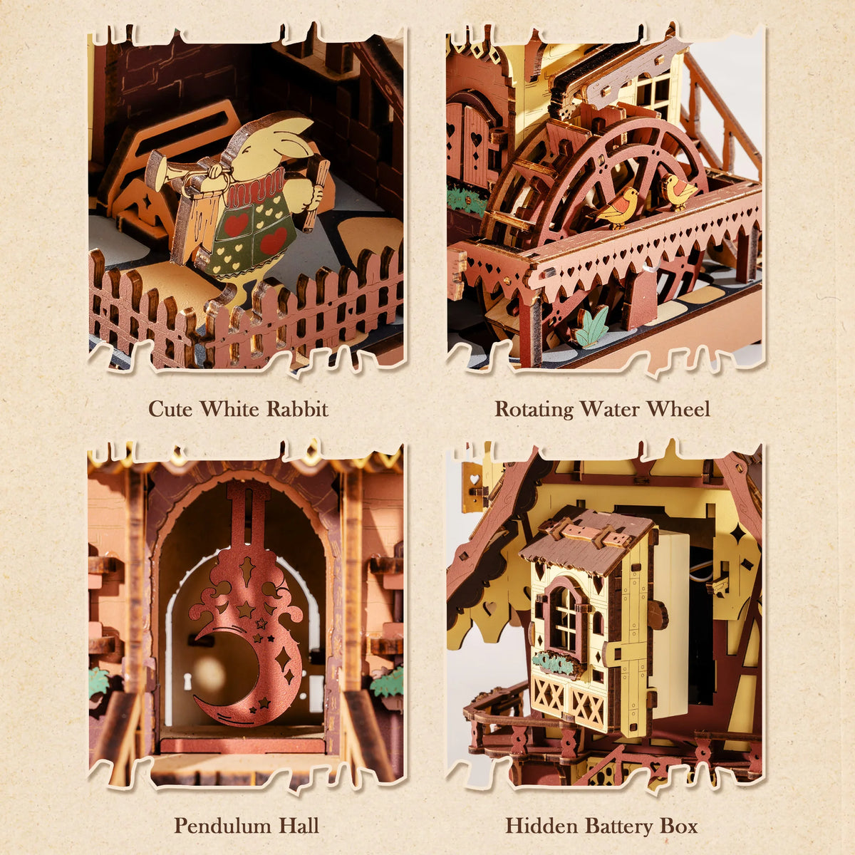ROKR Wooden Cuckoo Clock Mechanical 3D Puzzle Building Kit