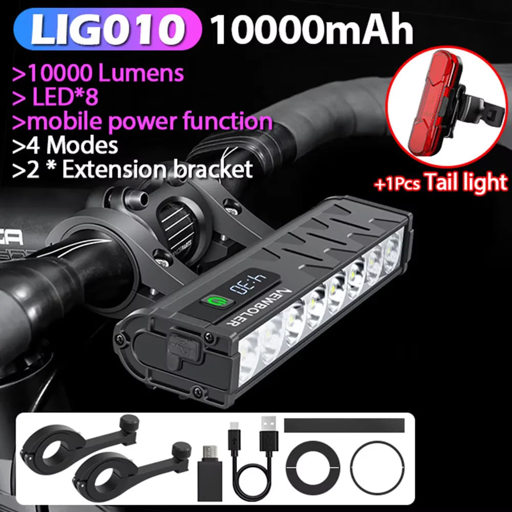 NEWBOLER Rechargeable Waterproof Bicycle Headlight for Road and MTB Cycling