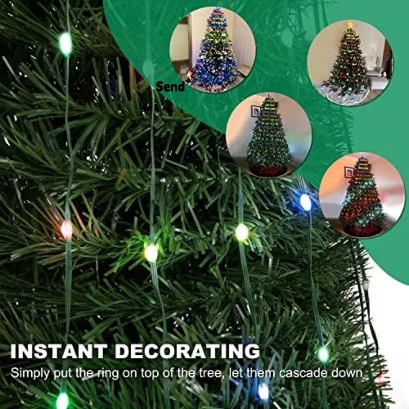 1.8CM/2.1CM RGB Christmas Tree Waterfall Lights With Star Topper,APP Remote Control LED String Lights Multicolor Fairy Light Indoor Outdoor