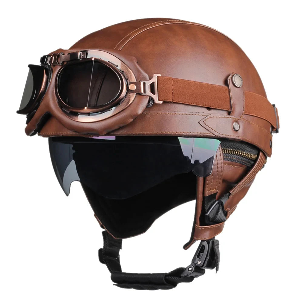 HEROBIKER DOT Certified Half Motorcycle Helmet With HD Visor