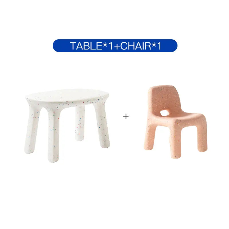 Kids Study Table And Chairs Set Backrest Cute Low Stool Small Kindergarten Outdoor Plastic Strong Durable Table Furniture Set