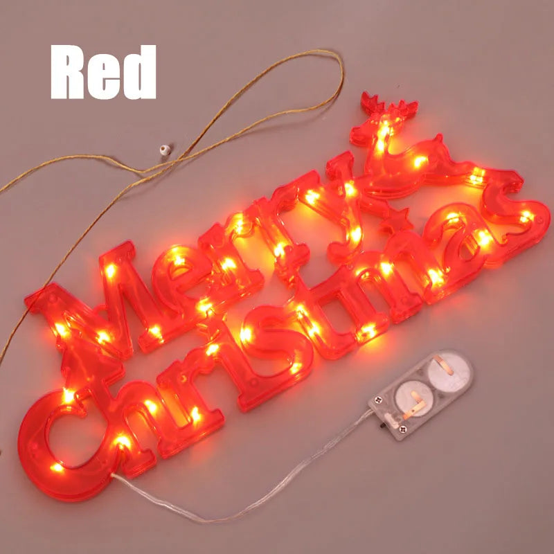 3D Merry Christmas Letter Light LED Garland Night Light Decoration for Home Holiday Party Festive Decor
