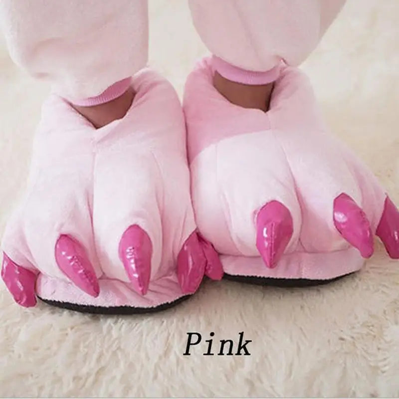 Plush Dinosaur Claw Indoor Slippers for Women and Men