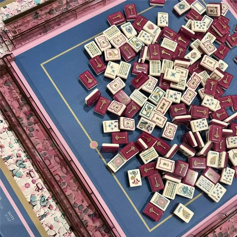 2026 Hot-Selling Acrylic Engraving American Mahjong Card Red Lake Blue Entertainment Board Game