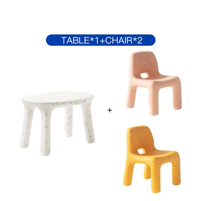 Kids Study Table And Chairs Set Backrest Cute Low Stool Small Kindergarten Outdoor Plastic Strong Durable Table Furniture Set