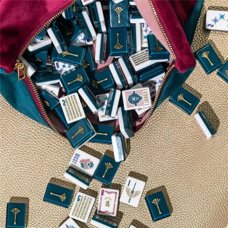 2026 Hot-Selling Acrylic Engraving American Mahjong Card Red Lake Blue Entertainment Board Game