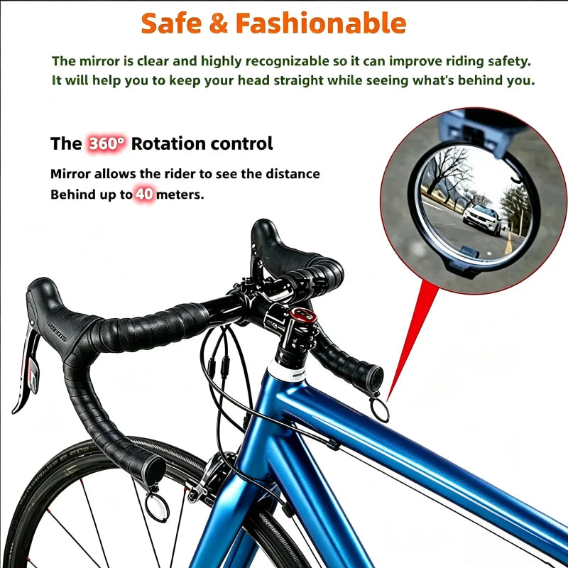 Bicycle Rear View Convex Mirror for Drop Bar Handlebar Mount