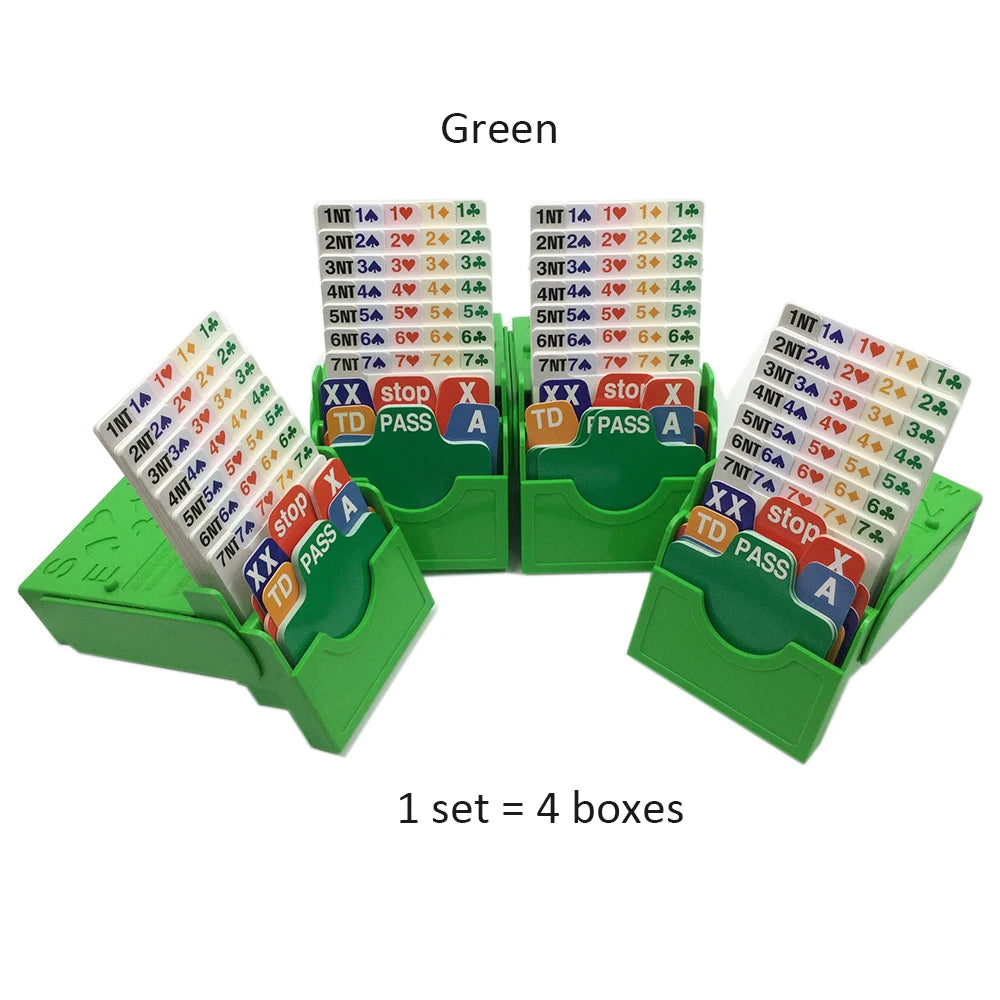 Set of 4 Blue Plastic Portable and Lightweight Bridge Bidding Boxes with Scoring Cards Card Games Bid Device ABS Plastic