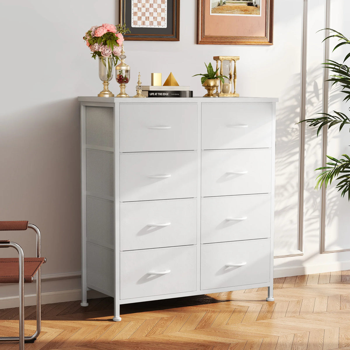 JHK Dresser Wardrobe With 8 Fabric Drawers Steel Frame