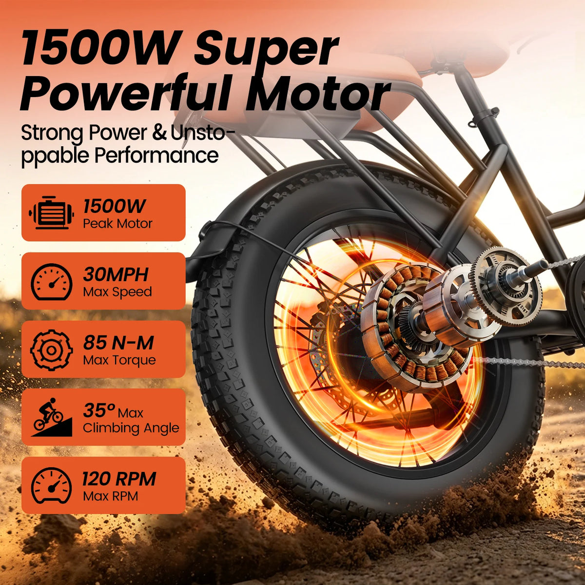 KICKWEY LD20 Electric Bicycle 1500W 48V 20AH 250W Electric Road Bike Double Seat for Women And Kids 20x3.0 Fat Tire Snow E-Bike for Adults