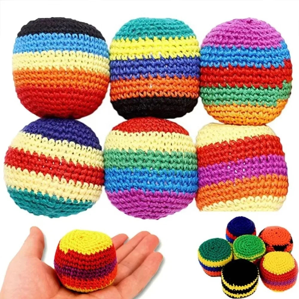 6/12/24Pcs Random Color Colorful Soft Juggling Balls Funny Handmade Kids Outdoor Toy Relaxed Durable Knitted Sandbag Kick Balls