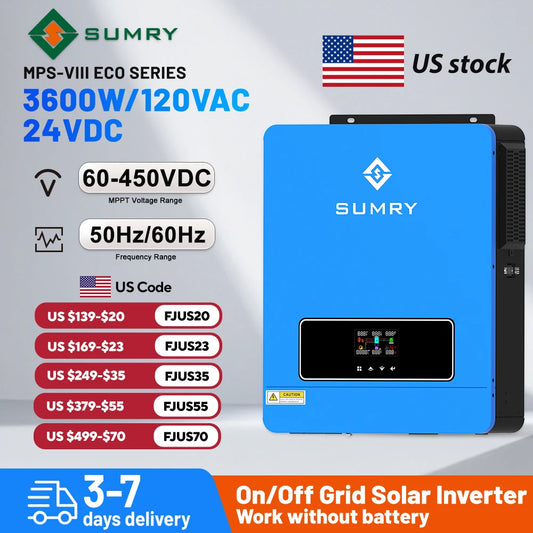 SUMRY Pure Sine Wave Solar Inverter Off Grid MPPT 110A Charger 120V