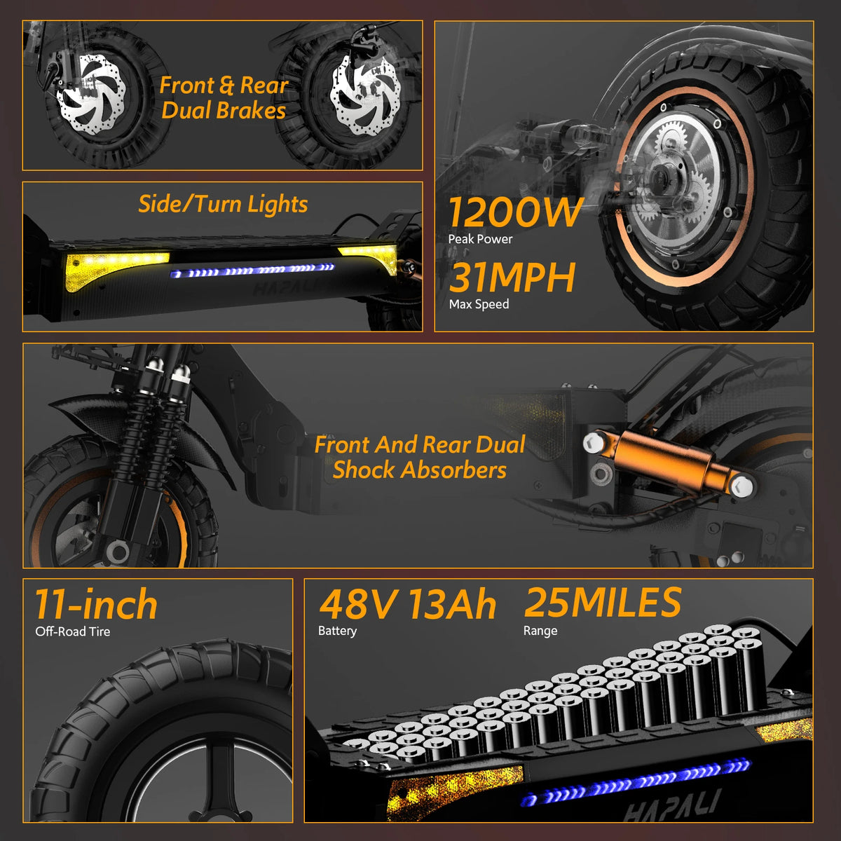 Osboo Off Road Electric Scooter With 1200W Motor And Suspension