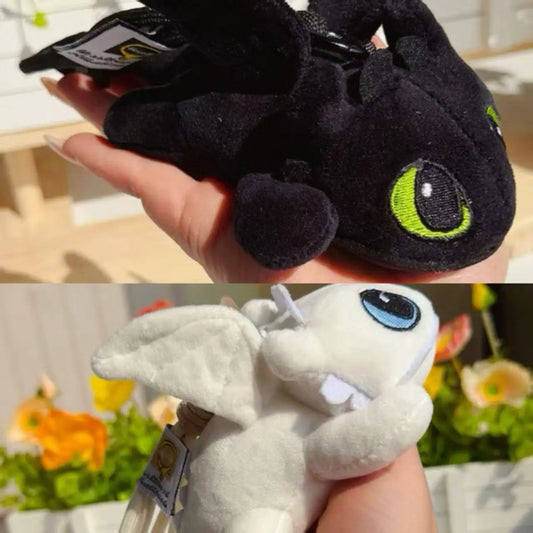2PCSDragon Taming Master Super Cute Toothless Plush Toy Doll Black and White Flying Dragon Backpack Pendant Decoration Doll Gift
