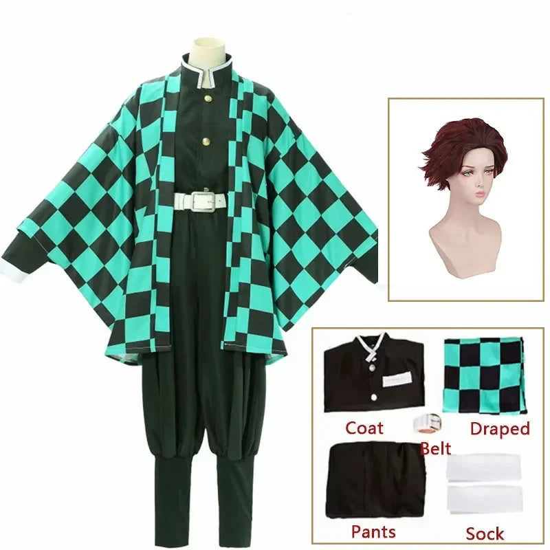 Kamado Tanjirou Cosplay Costume Halloween Anime Cosplay Cartoon Kimetsu No Yaiba Costume For Kids For Adult Gifts