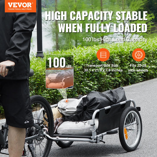 SucceBuy 100lbs Bike Cargo Trailer Foldable Bicycle Wagon Storage Cart with 16" Wheels&Safe Reflectors Fits 22"-28" Bike Wheels