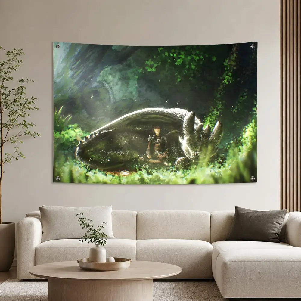 H-How to Train Your Dragon Flags Aesthetic Wall Tapestry Printed Wall Hanging Living Room Party Outdoor Decor