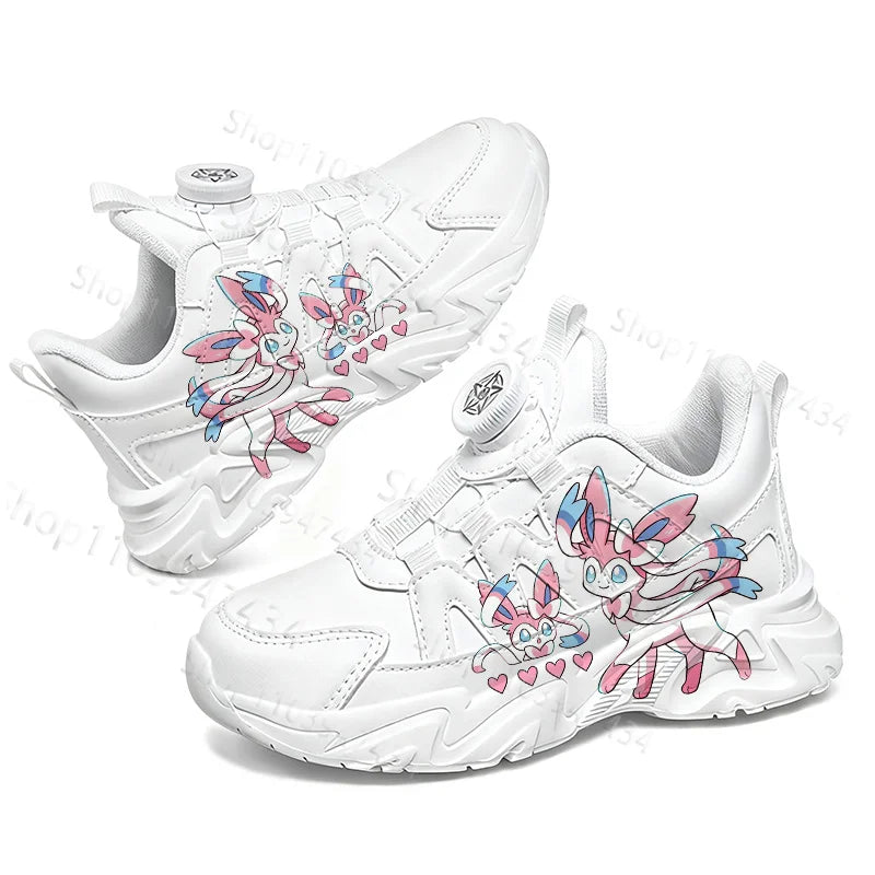 Bandai Sylveon Kids Sneakers With Rotating Button Design Thick Sole