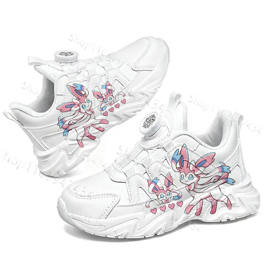 Bandai Sylveon Kids Sneakers With Rotating Button Design Thick Sole