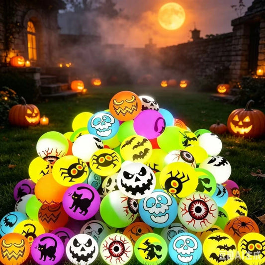 10-100Pcs MIni Glow-in-the-dark Bouncing Ball Spider Bat Ghost Halloween Party Favor Gift Bag Filler Halloween Decoration Props