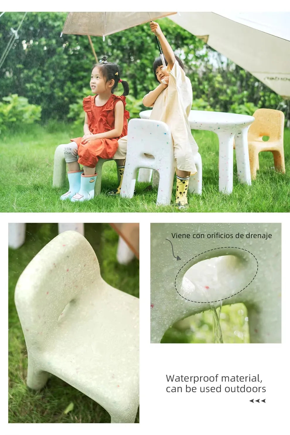 Kids Study Table And Chairs Set Backrest Cute Low Stool Small Kindergarten Outdoor Plastic Strong Durable Table Furniture Set