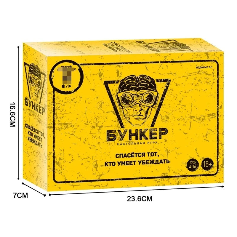 Bunker Survival Game Set with Cards Russian Rules Fun Adult Board Game for Home Party Night