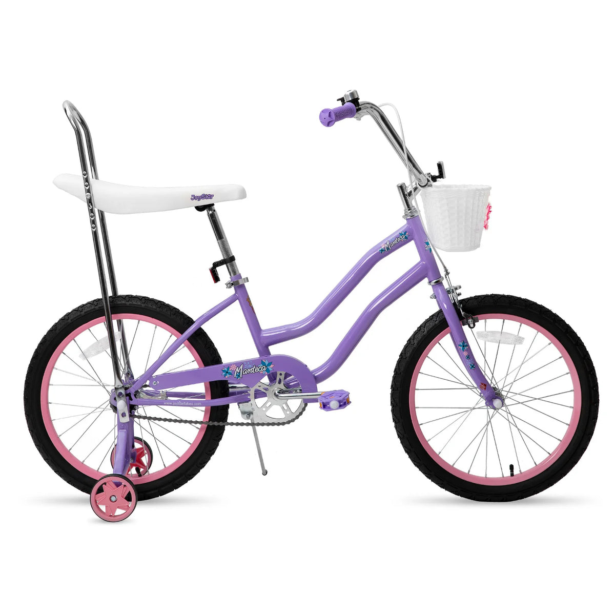JOYSTAR Girls Bike with Training Wheels, Banana Seat, Dual Brakes