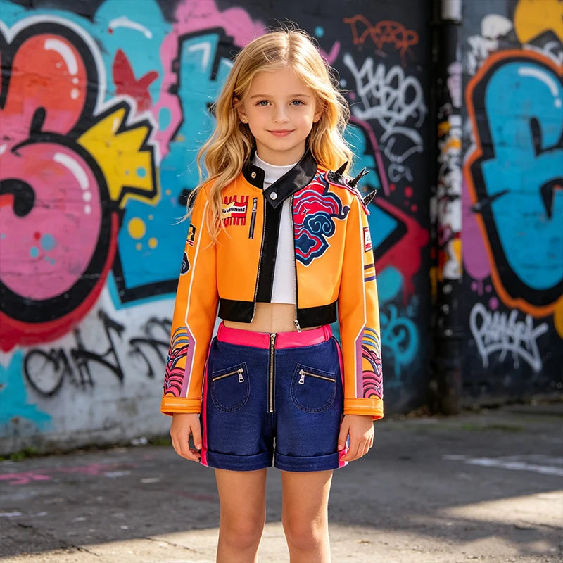 Girls Street Style Cosplay Outfit Kit With Jacket And Shorts