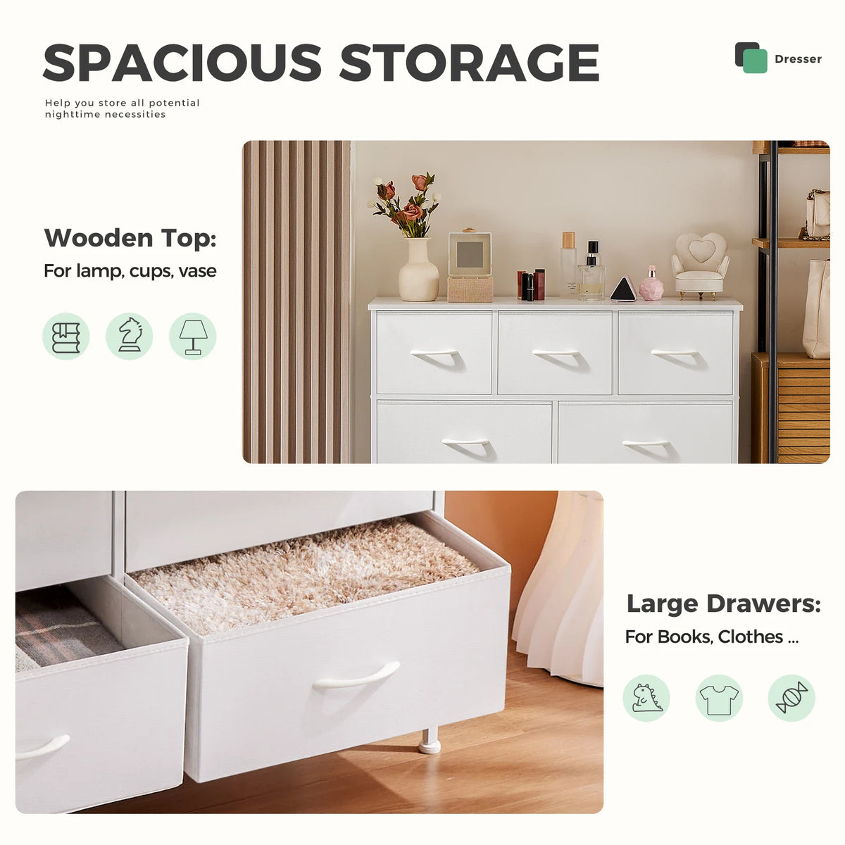 JHK Bedroom Wardrobes Dresser Chest With Drawers Storage Cabinet