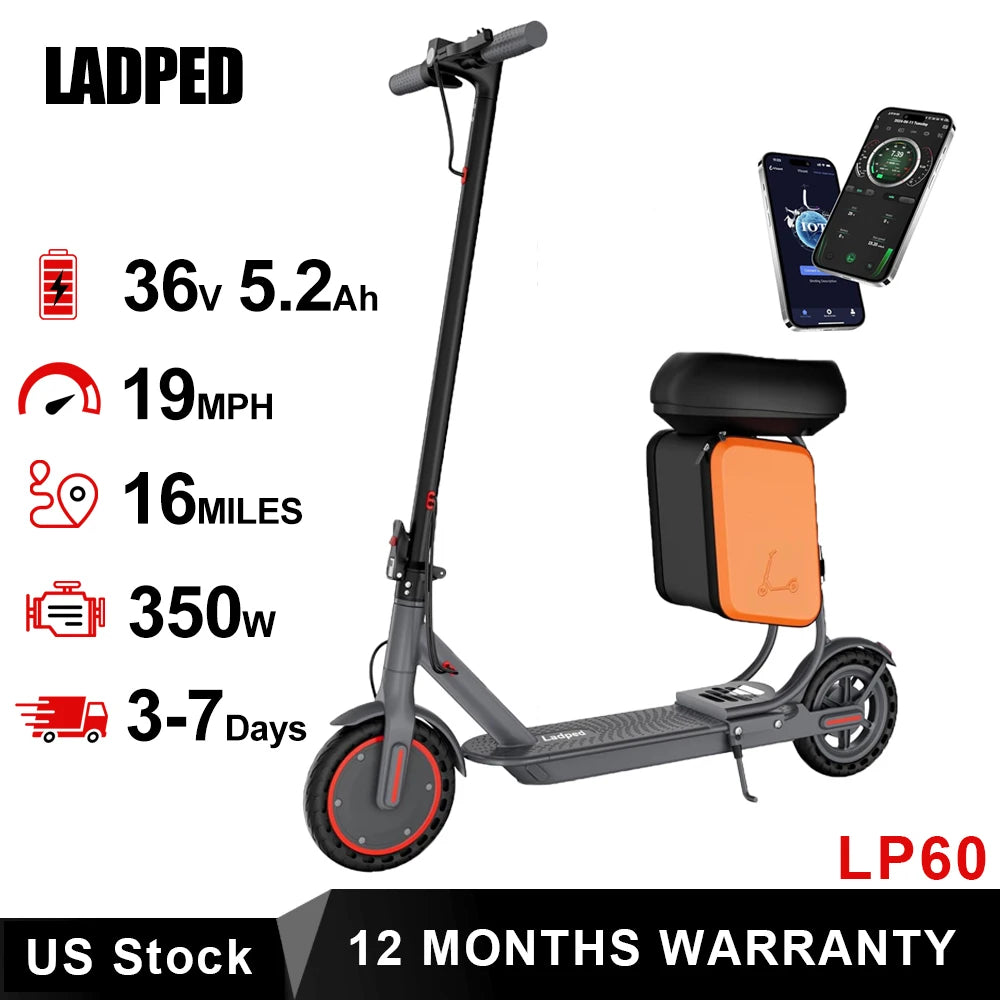 LADPED Electric Scooter With Folding Design And Rear Braking