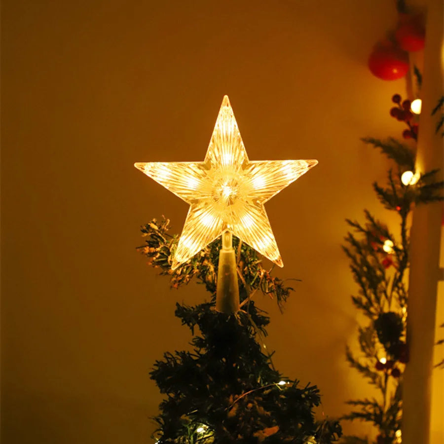 PAMNNY USB Powered RGB LED Star Christmas Tree Topper Lights