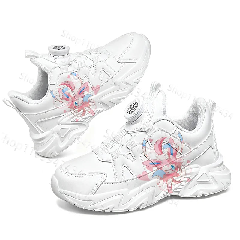 Bandai Sylveon Kids Sneakers With Rotating Button Design Thick Sole