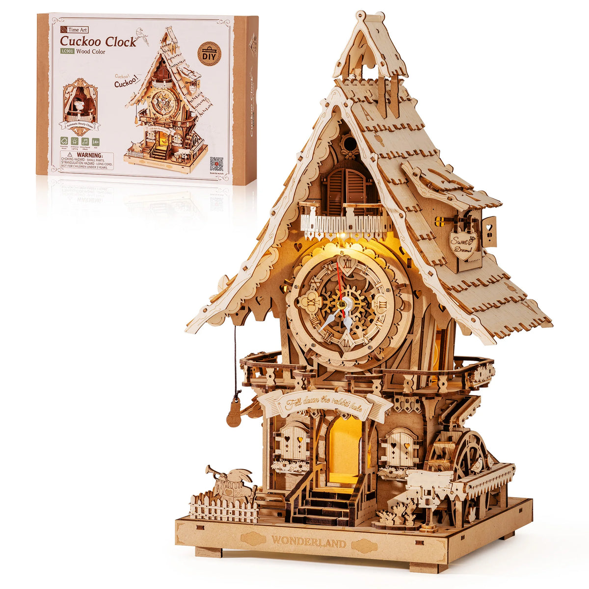 ROKR Wooden Cuckoo Clock Mechanical 3D Puzzle Building Kit