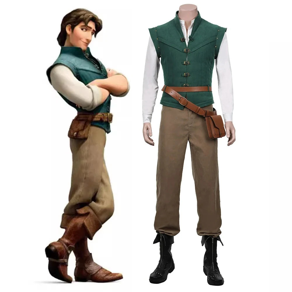 Flynn Rider Tangled Cosplay Costume Set With Vest And Pants