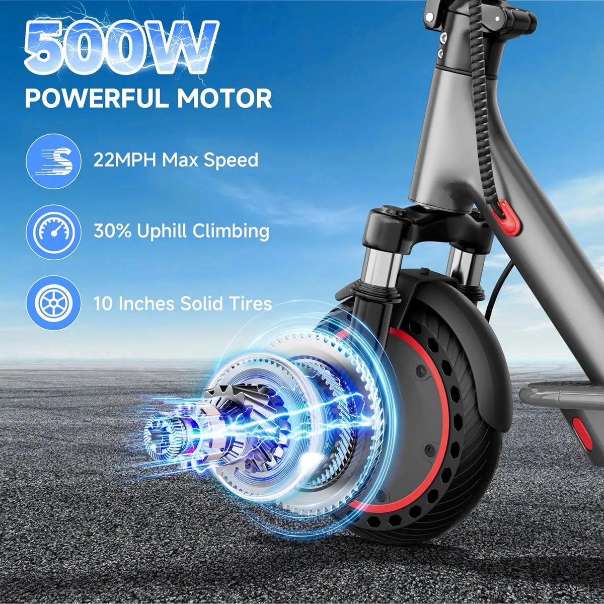 AOVOPRO 500W Adult Electric Scooter With Long Range Dual Brakes