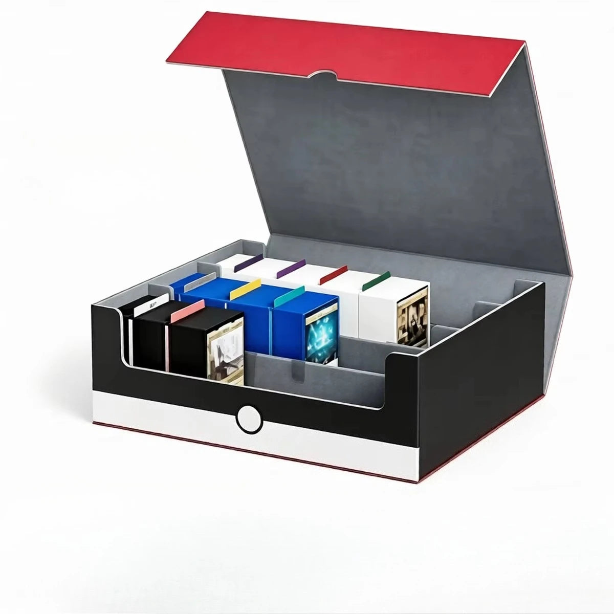 Trading Card Storage Box ; 3-Row Deck Case 1800+ Deck Box for MTG; Top Loaders Card Case Fits Magic TCG PTCG Sports Cards; 10 Dividers, 3 Stoppers