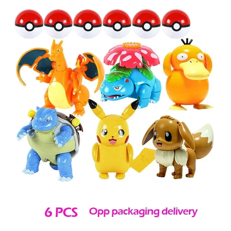 Zhuangchen Pokemon Figure Ball Set With Eevee Pikachu And Friends