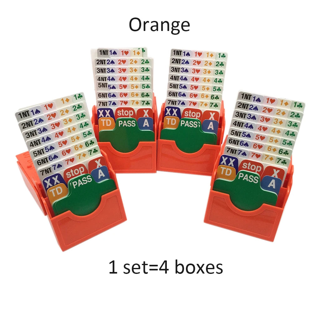 Set of 4 Blue Plastic Portable and Lightweight Bridge Bidding Boxes with Scoring Cards Card Games Bid Device ABS Plastic