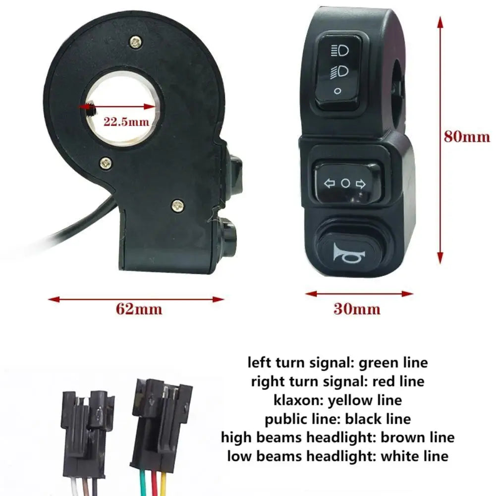 SPORTARC E-Bike Handlebar Switch for Headlight Turn Signals and Horn