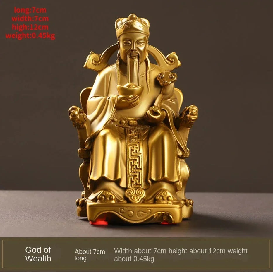 Feng Shui Copper God Of Wealth Statue Home Office Decor