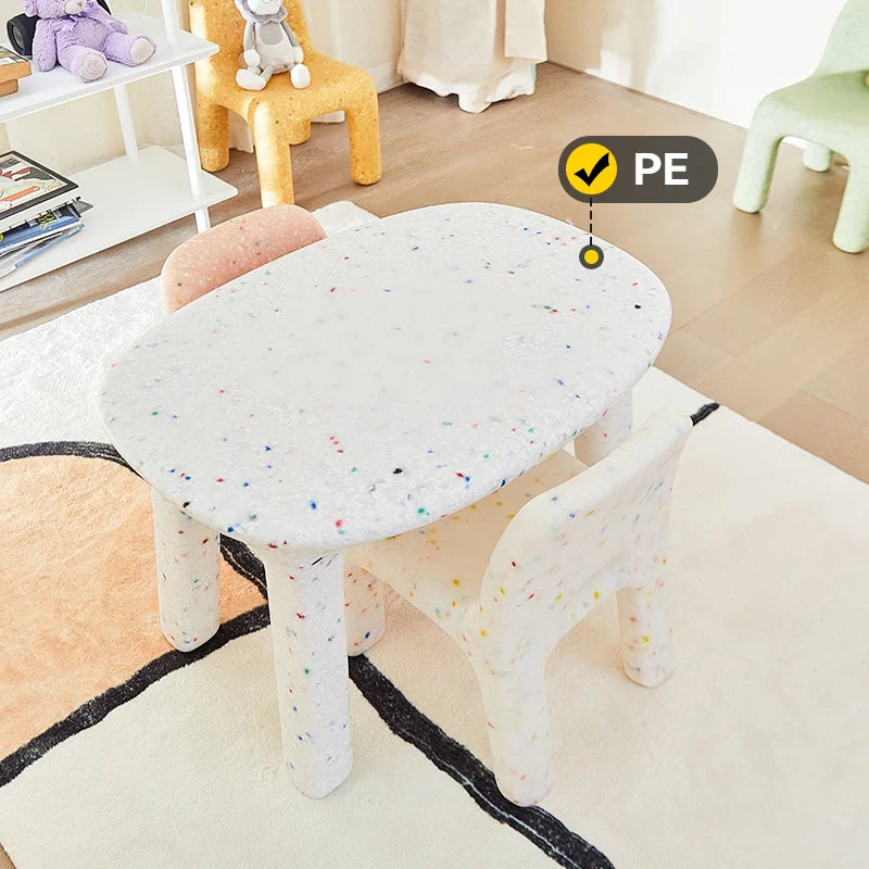 Kids Study Table And Chairs Set Backrest Cute Low Stool Small Kindergarten Outdoor Plastic Strong Durable Table Furniture Set
