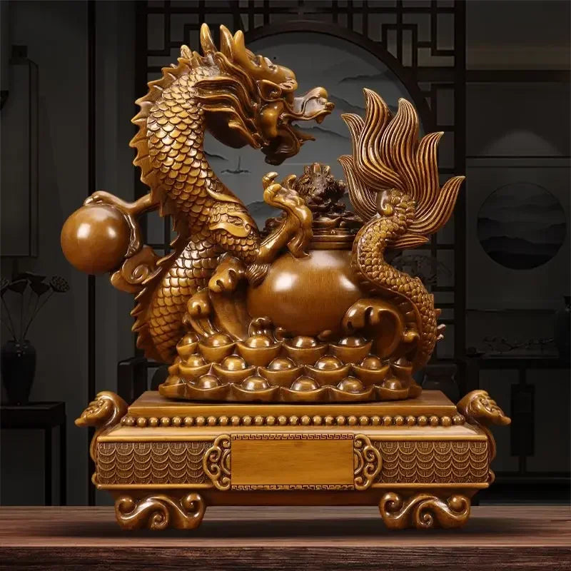 Dragon Treasure Bowl Resin Ornament for Home or Office Decor
