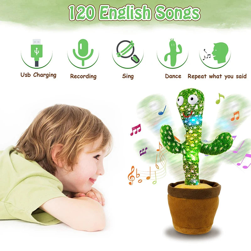 ASWJ Dancing Cactus Talking Plush Toy With Voice Repeat and Music