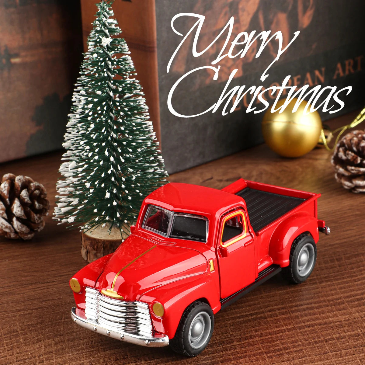 Truck And Christmas Tree Ornament Set For Home Decor