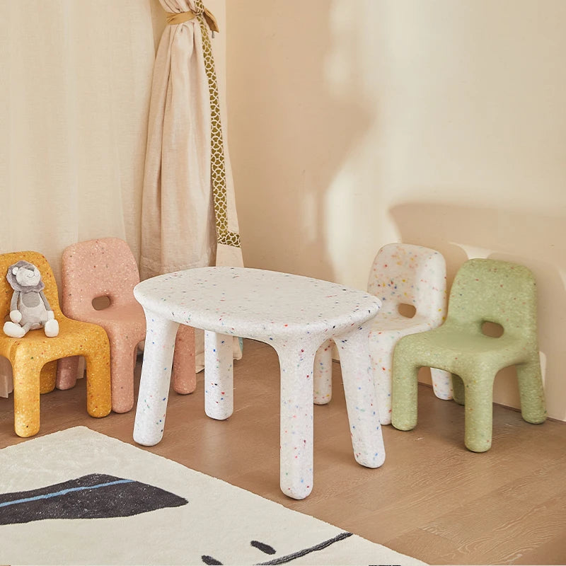 Kids Study Table And Chairs Set Backrest Cute Low Stool Small Kindergarten Outdoor Plastic Strong Durable Table Furniture Set