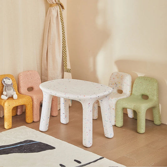 Kids Study Table And Chairs Set Backrest Cute Low Stool Small Kindergarten Outdoor Plastic Strong Durable Table Furniture Set