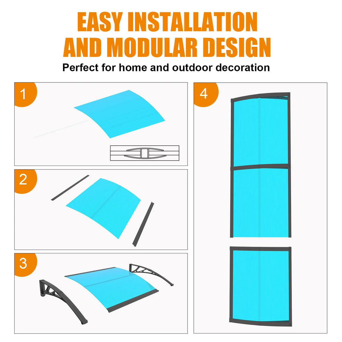 GUANSU CN Polycarbonate Door Window Awning Canopy Weather Protection