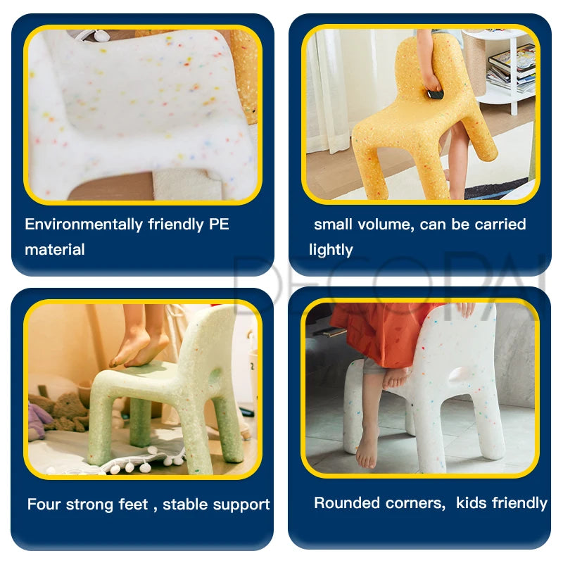 Kids Study Table And Chairs Set Backrest Cute Low Stool Small Kindergarten Outdoor Plastic Strong Durable Table Furniture Set