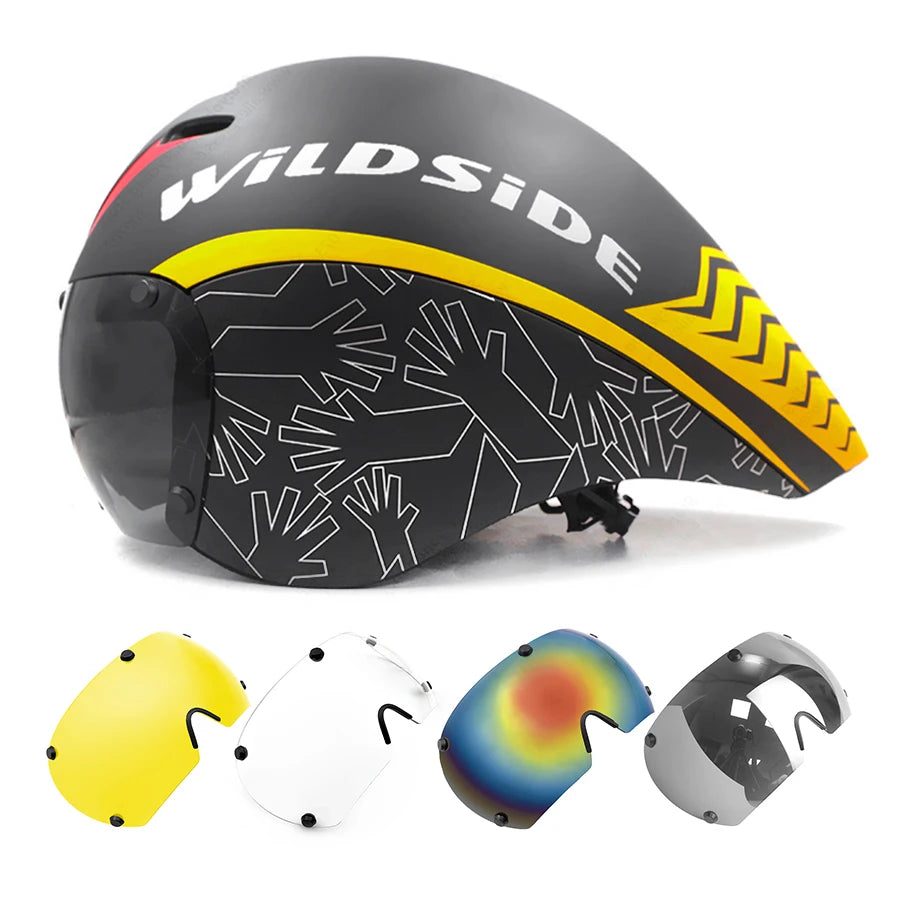 Wildside Aero Triathlon Cycling Helmet With Lens Goggles