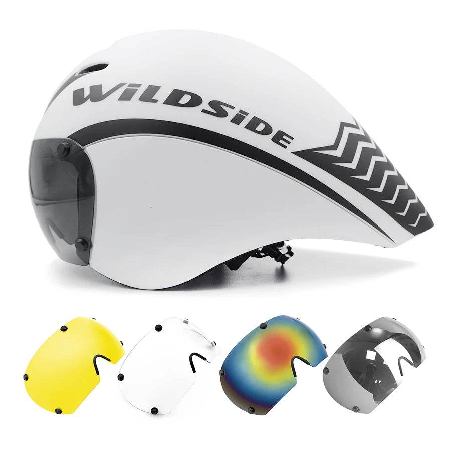 Wildside Aero Triathlon Cycling Helmet With Lens Goggles